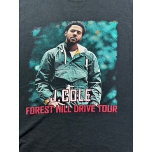 J Cole Forest Hills Drive Tour 2015 Shirt Men's 2XL Big Sean YG Black Rap Tee